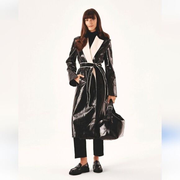 ZARA Models favorite Contrast Lapel Limited Edition Trench Coat Size XS - Picture 8 of 16